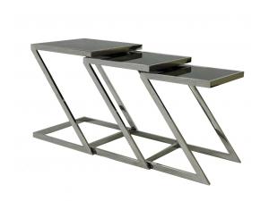 Stainless Steel Nesting End Table with Glass Top