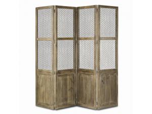 Antique Wood with Metal Folding Screen