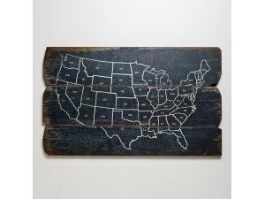 WOOD USA WALL MAP